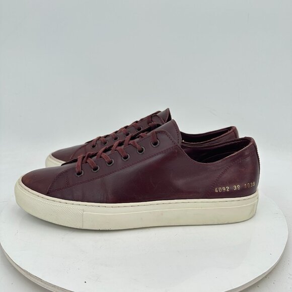 Common Project Achilles Women Size EU 39 US 9 Burgundy Leather Low Top Shoes - Picture 1 of 11